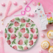 Cute roze aardbei papieren bordje (Feest)