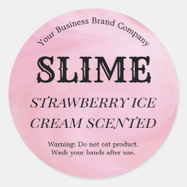Cute roze aardbei Slim Fluff Productlabel Ronde Sticker