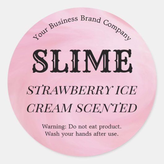 Cute roze aardbei Slim Fluff Productlabel Ronde Sticker (Voorkant)
