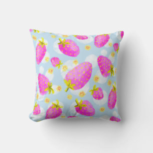 Cute Roze Aardbei Worp Worp Kussen