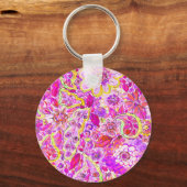 Cute roze abstracte bloemen sleutelhanger (Voorkant)