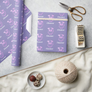Cute Roze Afstudeeruil Patroon Cadeaupapier