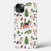 Cute roze and green Alpine lodge ski landscape Apr Case-Mate iPhone Case (Achterkant)