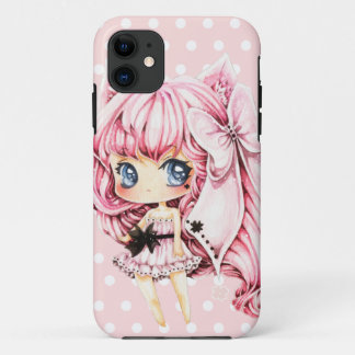 Cute roze anime chibi girl Case-Mate iPhone case