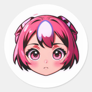 Cute Roze Anime Meisje Sticker   Kawaii Manga