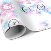 Cute roze Aqua Mauve Waterverf Baby Pram Cadeaupapier (Rol Hoek)
