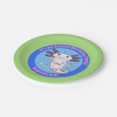 Cute roze axolotl blue bubbles pet cartoon papieren bordje (Gekanteld)