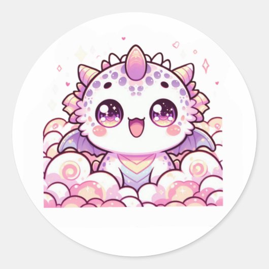 Cute Roze Axolotl Draak Fantasy Sticker (Voorkant)