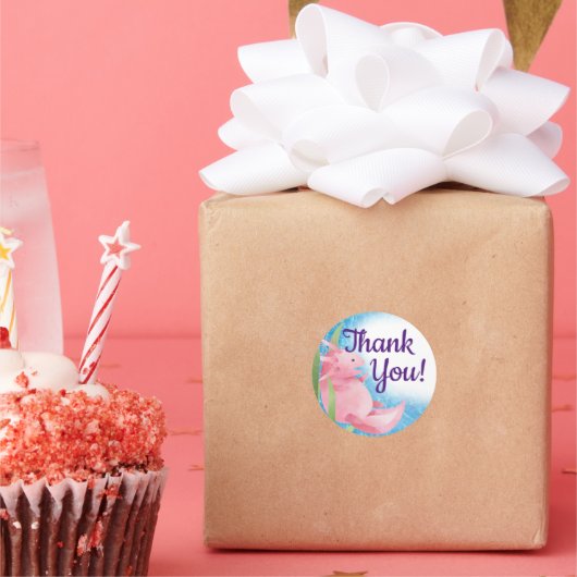 Cute roze Axolotl onder het Zee Ronde Sticker (Feest)