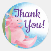 Cute roze Axolotl onder het Zee Ronde Sticker (Voorkant)