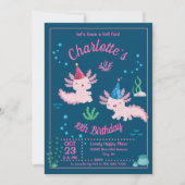 Cute Roze Axolotl Verjaardagsfeest Onder de Zee Kaart (Voorkant)