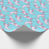 Cute Roze Axolotl Wrapping Paper Cadeaupapier (Hoek)