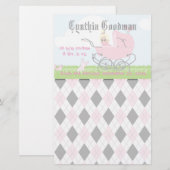 Cute  roze Baby Girl Carriage Briefpapier (Voorkant / Achterkant)