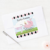 Cute  roze Baby Girl Carriage Vierkante Sticker (Envelop)