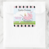 Cute  roze Baby Girl Carriage Vierkante Sticker (Tas)