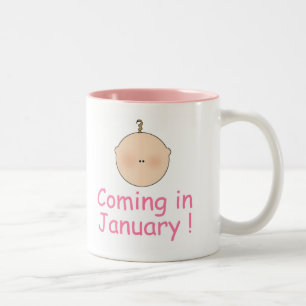 Cute roze Baby in januari bekendmaking Tweekleurige Koffiemok