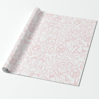 Cute roze Baby Item Patroon Cadeaupapier