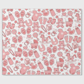 Cute roze Baby Item Patroon Cadeaupapier (Vlak)