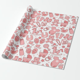 Cute roze Baby Item Patroon Cadeaupapier