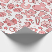 Cute roze Baby Item Patroon Cadeaupapier (Hoek)