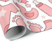 Cute roze Baby Item Patroon Cadeaupapier (Rol Hoek)