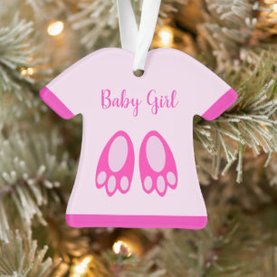 Cute Roze Baby Meisje Konijn Voeten Eerste Kerstmi Ornament