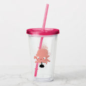 Cute roze baby octopus cartoon humor acryl drinkbeker (Achterkant)