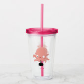 Cute roze baby octopus cartoon humor acryl drinkbeker (Voorkant)