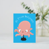 Cute roze baby octopus cartoon humor briefkaart (Staand voorkant)