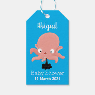Cute roze baby octopus cartoon humor cadeaulabel