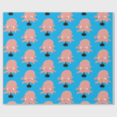Cute roze baby octopus cartoon humor cadeaupapier (Vlak)