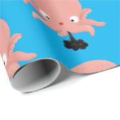 Cute roze baby octopus cartoon humor cadeaupapier (Rol Hoek)