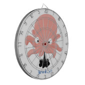 Cute roze baby octopus cartoon humor dartbord (Voorkant Links)