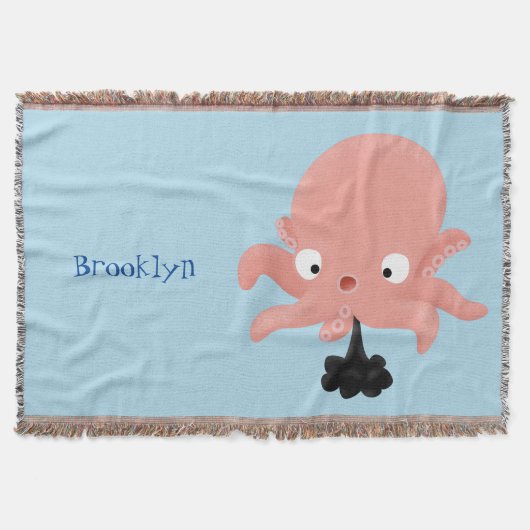 Cute roze baby octopus cartoon humor deken (Voorkant)