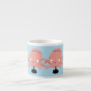 Cute roze baby octopus cartoon humor espresso kop