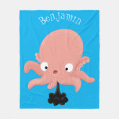 Cute roze baby octopus cartoon humor fleece deken (Voorkant)