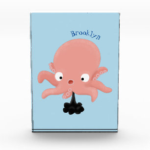 Cute roze baby octopus cartoon humor fotoblokken