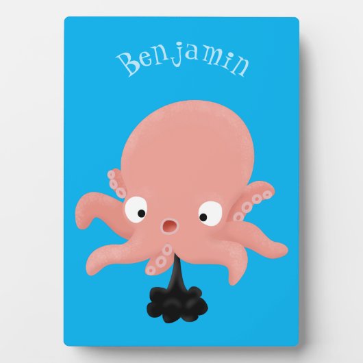 Cute roze baby octopus cartoon humor fotoplaat (voorkant)