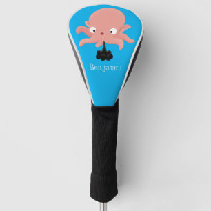 Cute roze baby octopus cartoon humor golfheadcover