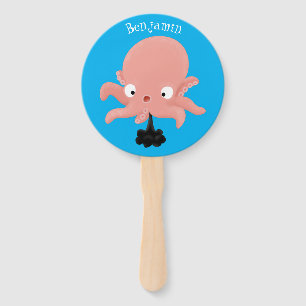 Cute roze baby octopus cartoon humor handwaaier