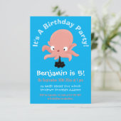 Cute roze baby octopus cartoon humor kaart (Staand voorkant)
