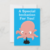 Cute roze baby octopus cartoon humor kaart (Achterkant)
