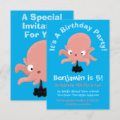 Cute roze baby octopus cartoon humor kaart (Voorkant / Achterkant)