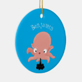 Cute roze baby octopus cartoon humor keramisch ornament (Rechts)