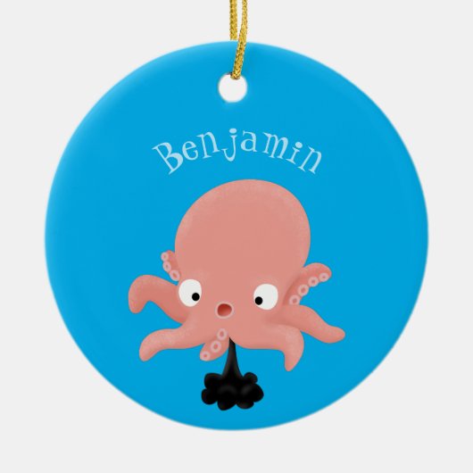 Cute roze baby octopus cartoon humor keramisch ornament (Voorkant)
