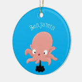 Cute roze baby octopus cartoon humor keramisch ornament (Links)