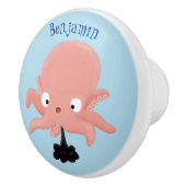 Cute roze baby octopus cartoon humor keramische knop (Rechts)