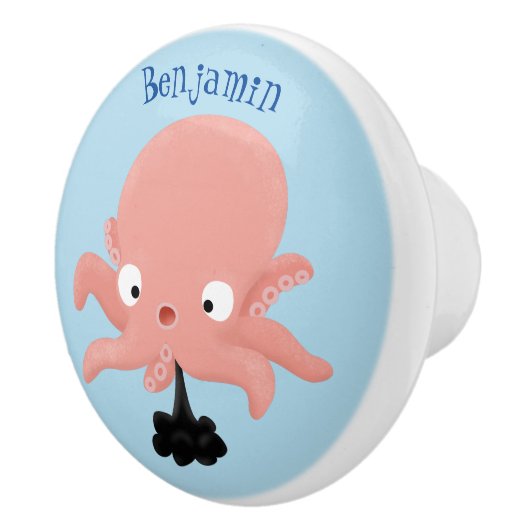 Cute roze baby octopus cartoon humor keramische knop (Rechts)