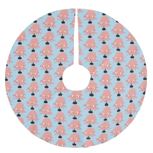 Cute roze baby octopus cartoon humor kerstboom rok (Voorkant)