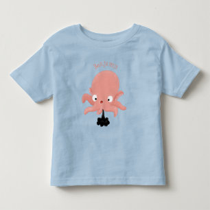 Cute roze baby octopus cartoon humor kinder shirts